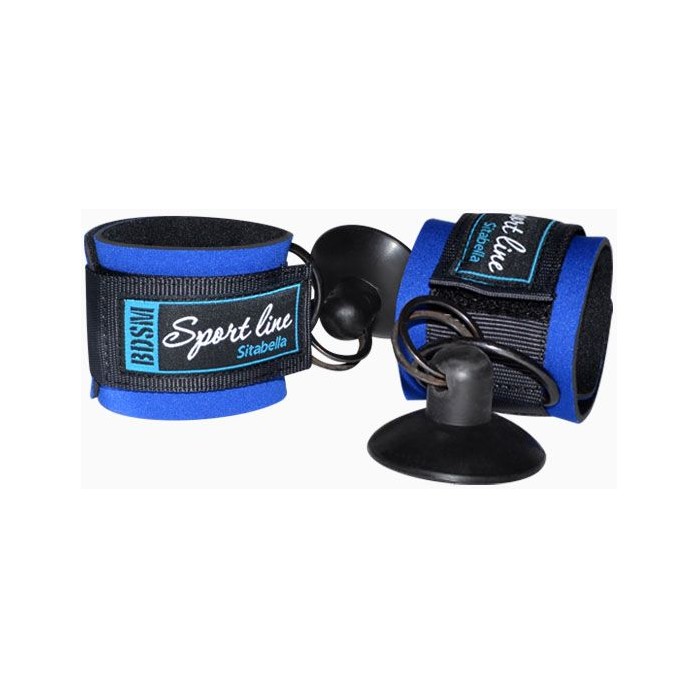 Сине-черные наручники с присосками для фиксации - Sport Line