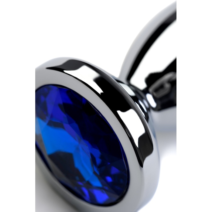 Серебристая анальная ёлочка с синим кристаллом - 14 см - Metal. Фотография 6.