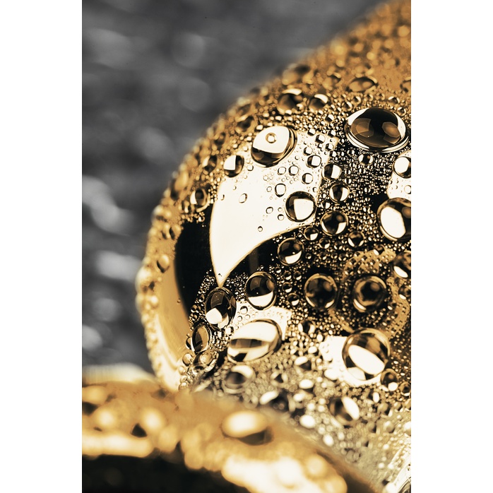 Золотистая каплевидная анальная пробка с прозрачным кристаллом - 10 см - Metal. Фотография 8.
