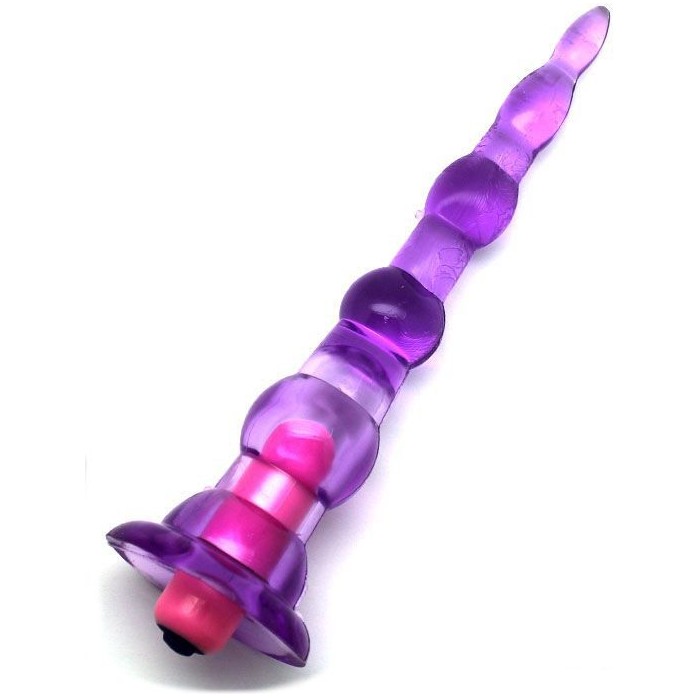 Фиолетовый анальный конус с вибропулькой - 17 см. Фотография 2.