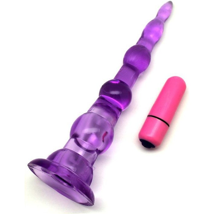 Фиолетовый анальный конус с вибропулькой - 17 см. Фотография 3.