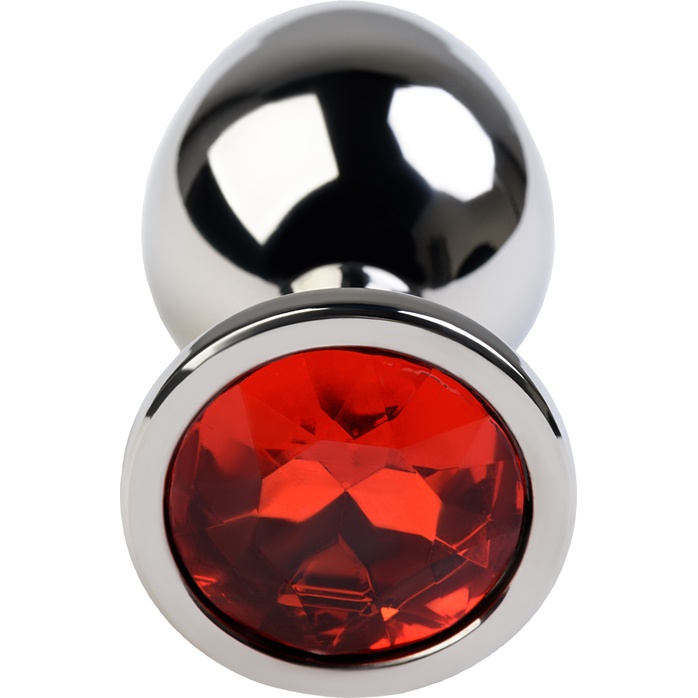 Серебристая анальная втулка с красным кристаллом - 8 см - Metal. Фотография 4.