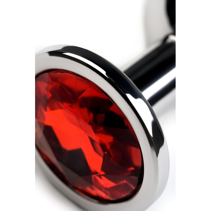 Серебристая анальная втулка с красным кристаллом - 8 см - Metal. Фотография 7.