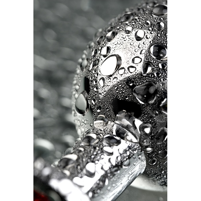 Серебристая анальная втулка с красным кристаллом - 8 см - Metal. Фотография 8.