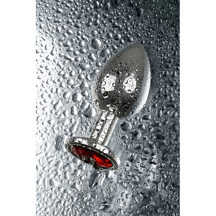 Серебристая анальная втулка с красным кристаллом - 8 см - Metal. Фотография 10.