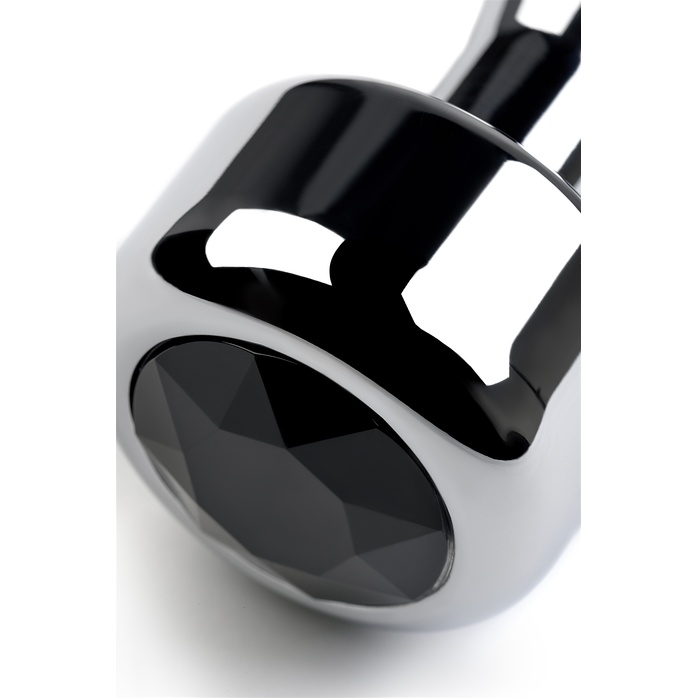 Серебристая анальная втулка с чёрным кристаллом в основании - 10,5 см - Metal. Фотография 7.