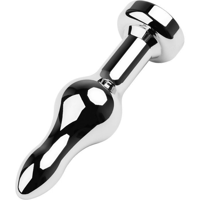 Серебристый анальный плаг с красным кристаллом - 10 см - Metal. Фотография 2.