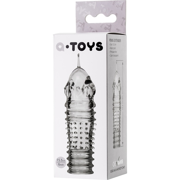 Прозрачная насадка на пенис TOYFA A-Toys с расширенной головкой - 15,3 см. Фотография 7.