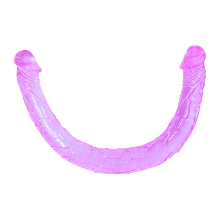 Двухголовый фиолетовый фаллоимитатор - 44,5 см. Фотография 3.