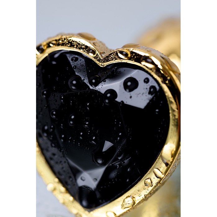 Золотистый анальный плаг с чёрным кристаллом-сердцем - 8,5 см - Metal. Фотография 8.
