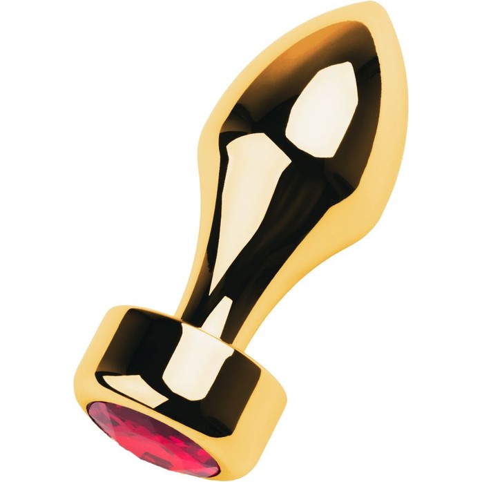 Золотистая каплевидная анальная пробка с красным кристаллом - 9,5 см - Metal. Фотография 2.