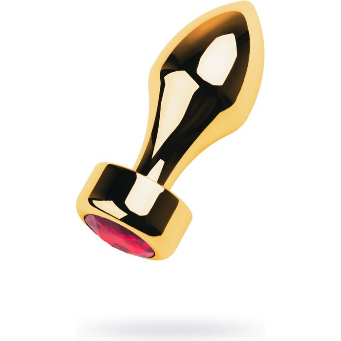 Золотистая каплевидная анальная пробка с красным кристаллом - 9,5 см - Metal