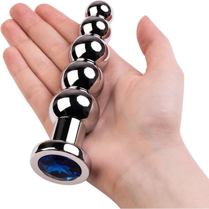 Анальная ёлочка с синим стразом TOYFA Metal - 13,7 см - Metal. Фотография 3.