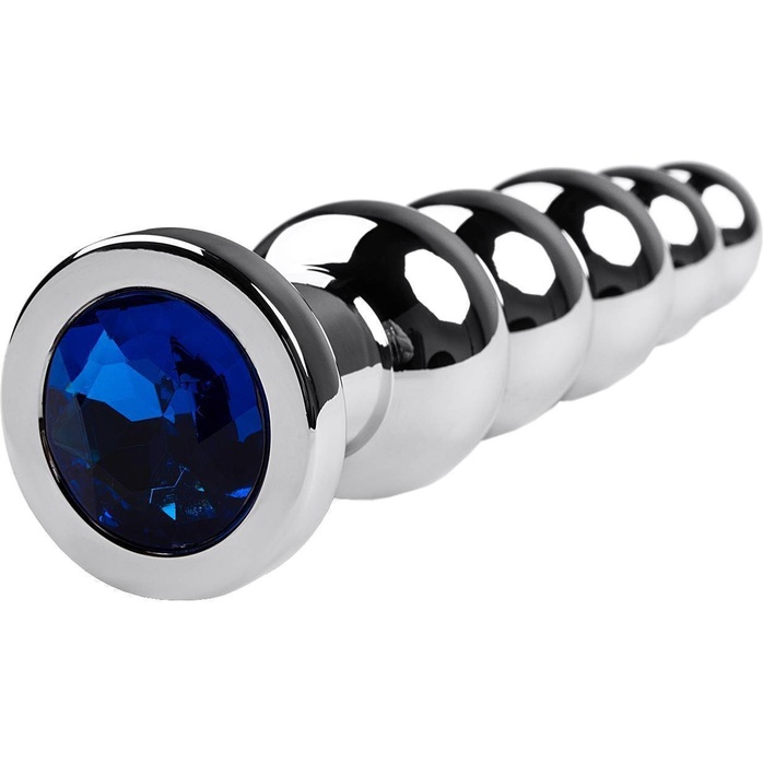 Анальная ёлочка с синим стразом TOYFA Metal - 13,7 см - Metal. Фотография 4.