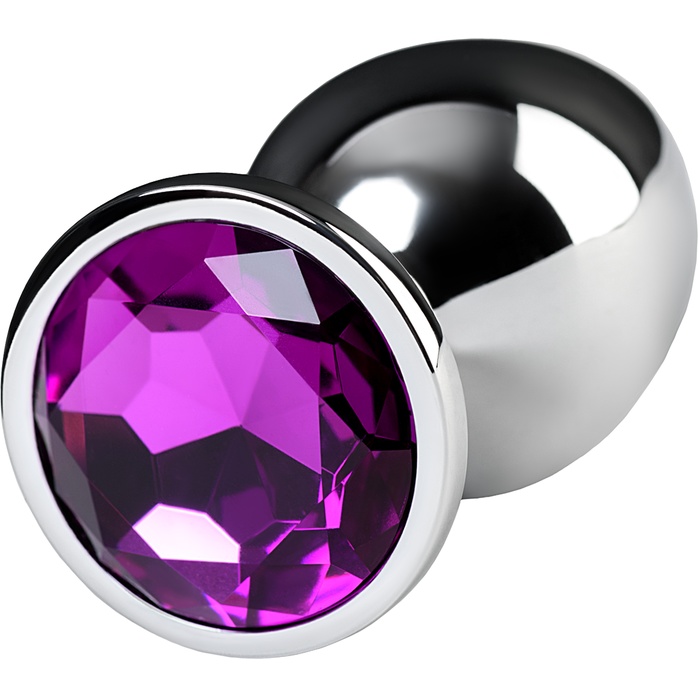 Анальная втулка с фиолетовым стразом-сердцем - 9,5 см - Metal. Фотография 4.