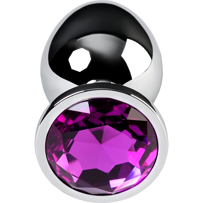 Анальная втулка с фиолетовым стразом-сердцем - 9,5 см - Metal. Фотография 5.