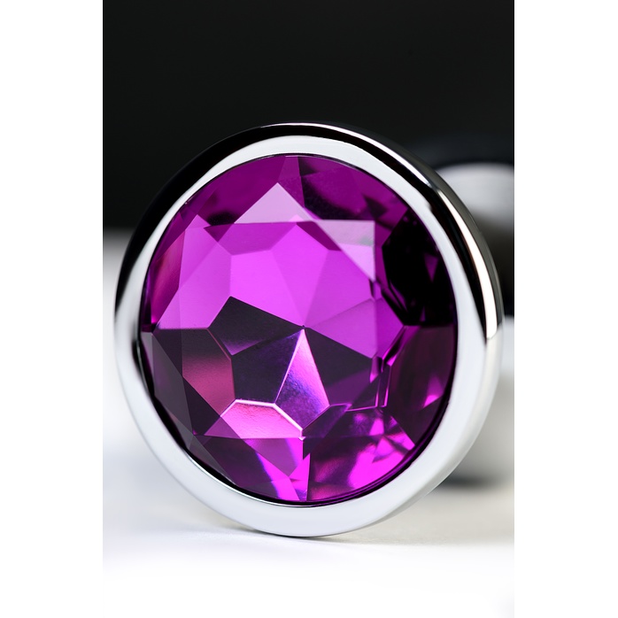 Анальная втулка с фиолетовым стразом-сердцем - 9,5 см - Metal. Фотография 7.