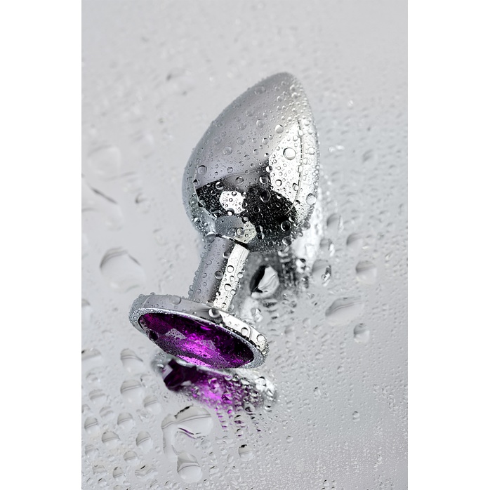 Анальная втулка с фиолетовым стразом-сердцем - 9,5 см - Metal. Фотография 8.
