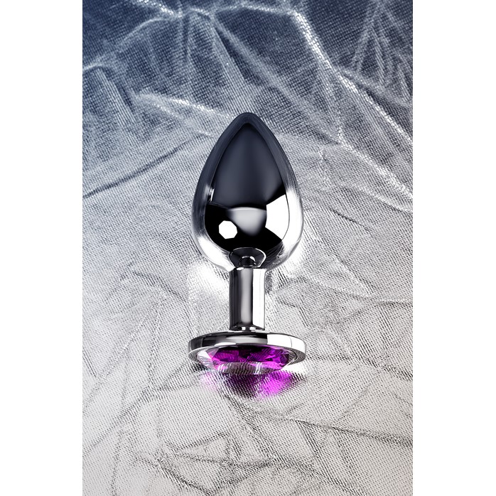 Анальная втулка с фиолетовым стразом-сердцем - 9,5 см - Metal. Фотография 10.