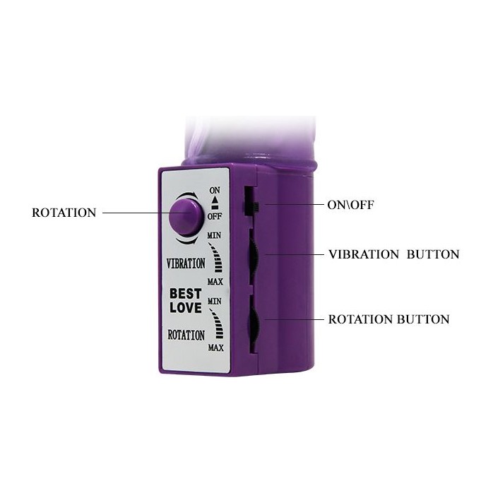 Фиолетовый вибратор с бусинами и клиторальным отростком - 24 см. Фотография 5.