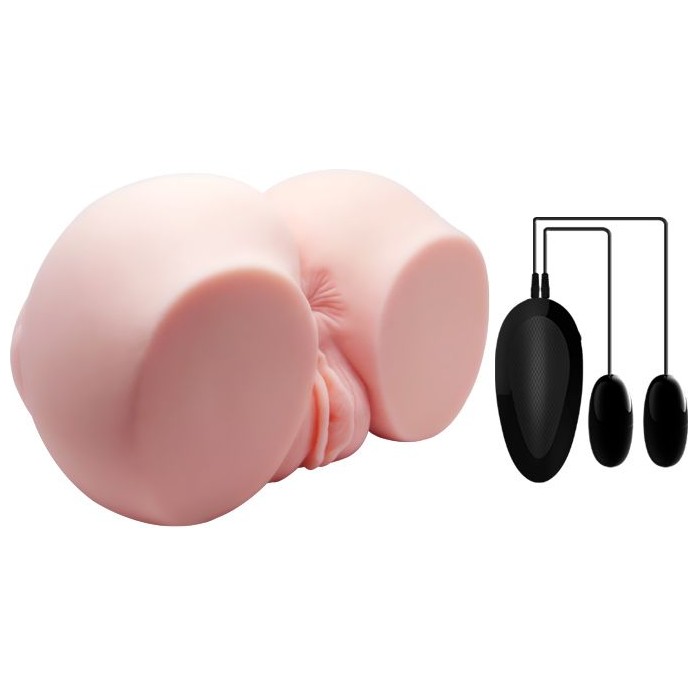 Телесный мастурбатор с двумя любовными тоннелями и вибрацией. Фотография 2.