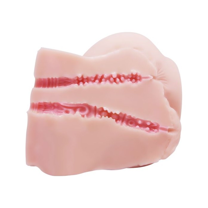 Телесный мастурбатор с двумя любовными тоннелями и вибрацией. Фотография 5.