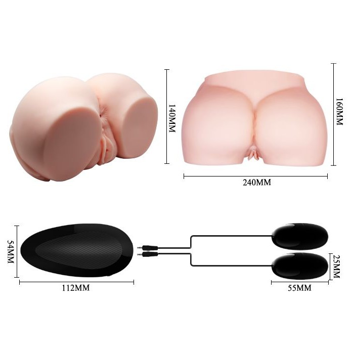 Телесный мастурбатор с двумя любовными тоннелями и вибрацией. Фотография 8.