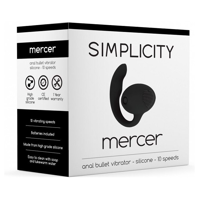 Чёрный анальный вибростимулятор Mercer Anal Bullet Vibrator - Simplicity. Фотография 3.