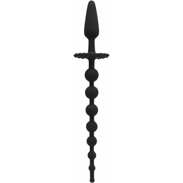 Чёрная анальная елочка с рукоятью в виде пробки No.54 Butt Plug with Anal Chain - Sono