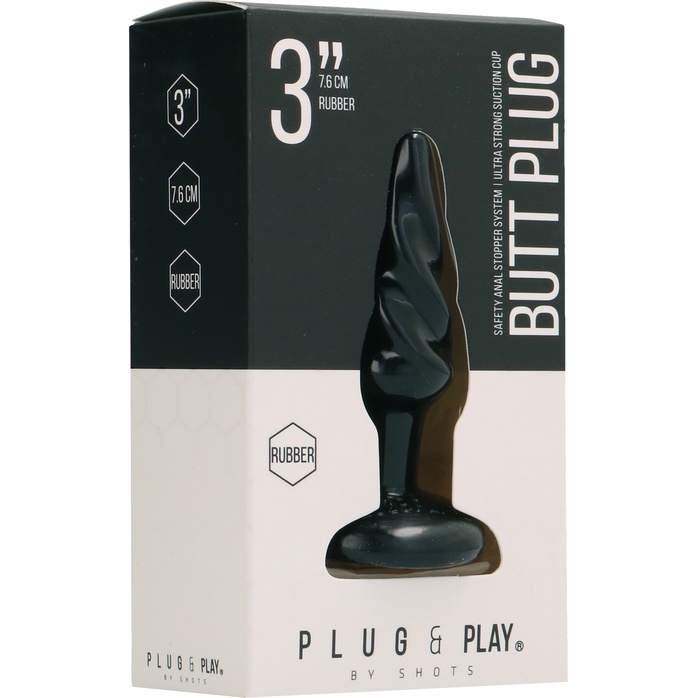 Чёрная анальная пробка Butt Plug Rounded 3 Inch - 7,6 см - Plug   Play. Фотография 2.