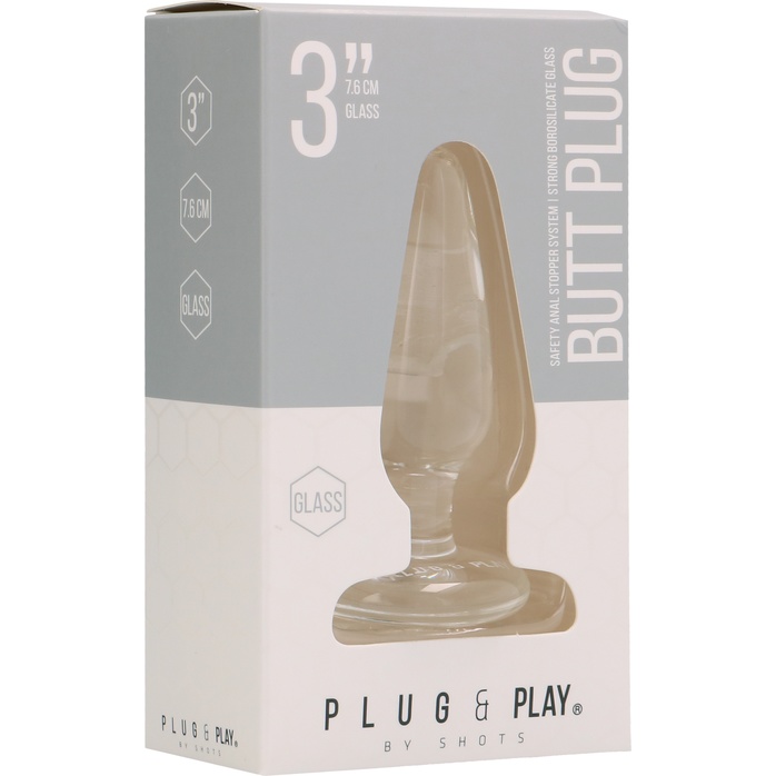 Прозрачная анальная пробка Butt Plug Basic 3 Inch - 7,6 см - Plug   Play. Фотография 2.