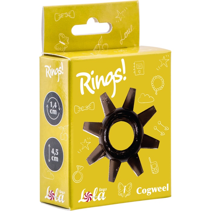 Чёрное эрекционное кольцо Rings Cogweel - Rings!. Фотография 2.