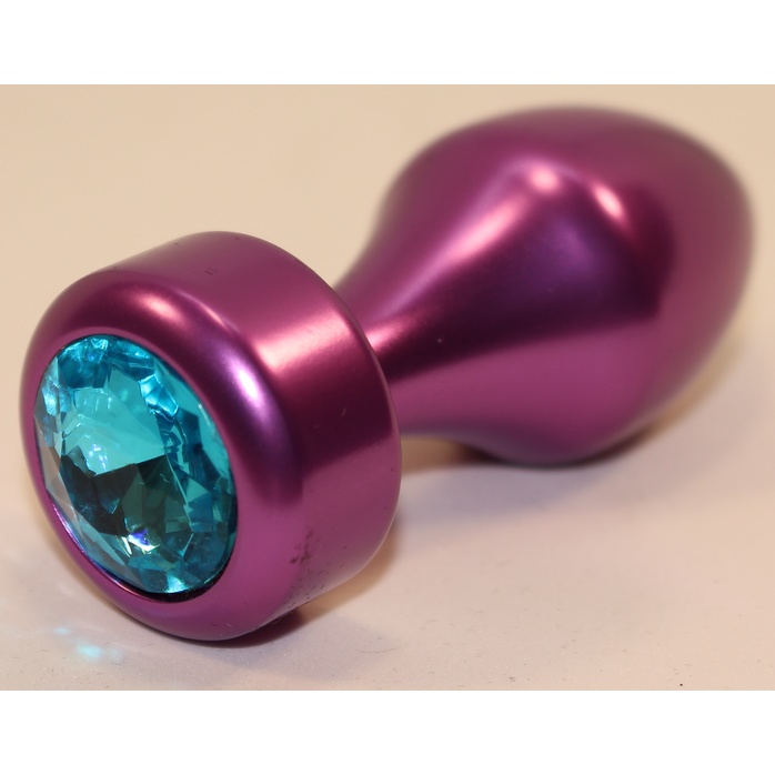 Фиолетовая анальная пробка с голубым кристаллом - 7,8 см
