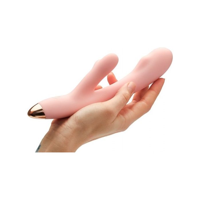 Розовый перезаряжаемый вибратор Terzo - 22 см. Фотография 6.