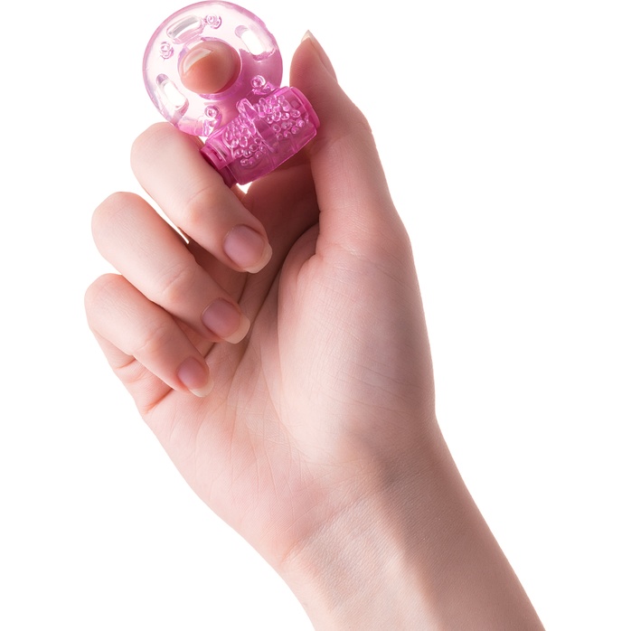 Розовое эрекционное виброкольцо из эластичного геля. Фотография 2.