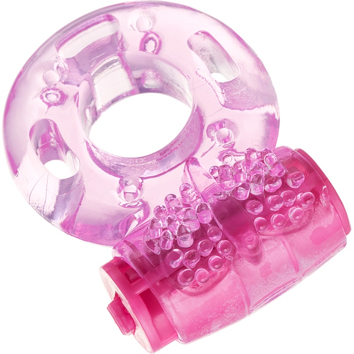 Розовое эрекционное виброкольцо из эластичного геля. Фотография 3.