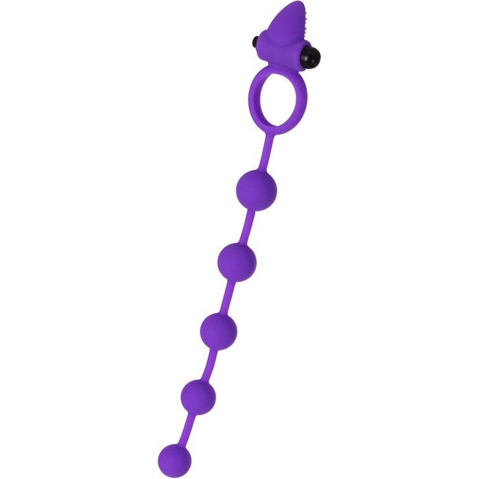 Фиолетовое эрекционное виброкольцо Posedon с анальной цепочкой. Фотография 3.