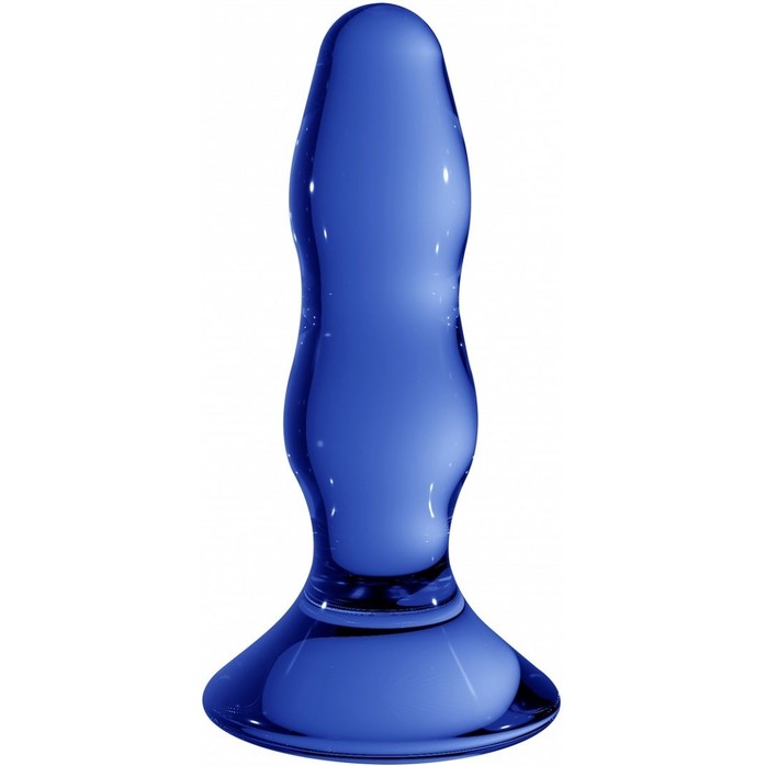 Синяя стеклянная анальная пробка Pleaser - 11,5 см - Chrystalino