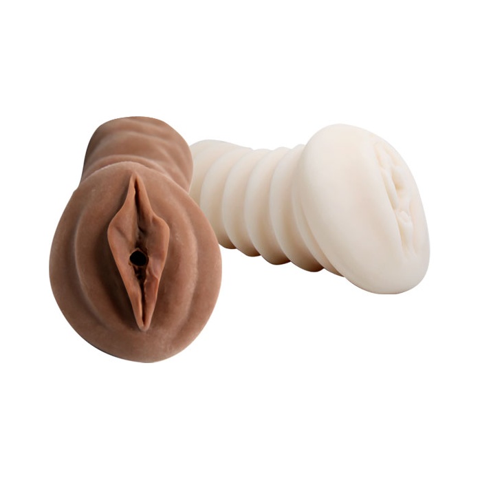 Комплект мастурбаторов-вагин - телесная и темнокожая. Фотография 2.