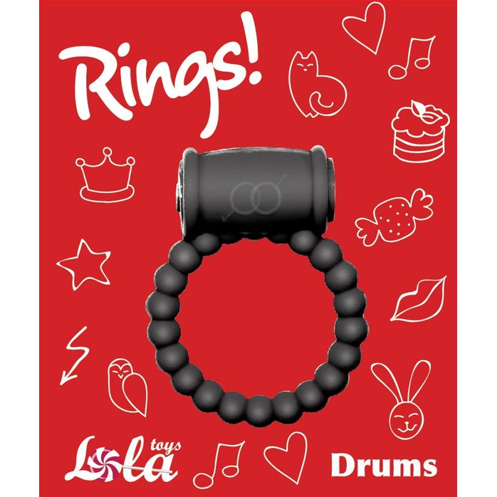 Чёрное эрекционное кольцо Rings Drums - Rings!. Фотография 3.