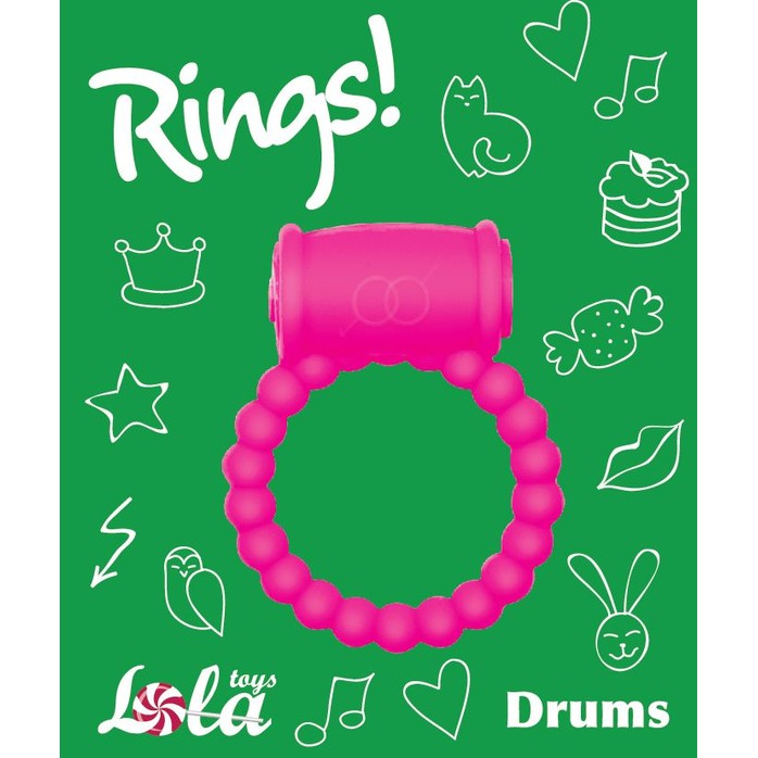 Розовое эрекционное кольцо Rings Drums - Rings!. Фотография 3.