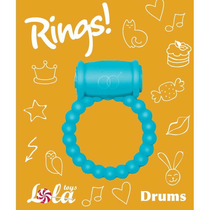 Голубое эрекционное кольцо Rings Drums - Rings!. Фотография 3.