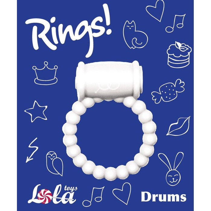 Белое эрекционное кольцо Rings Drums - Rings!. Фотография 3.