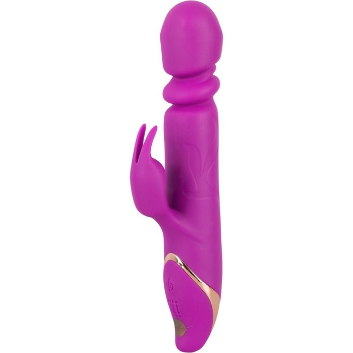 Фиолетовый вибратор с клиторальным стимулятором Julie Lovetoys - 21,5 см