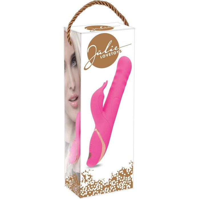 Розовый вибратор с клиторальным стимулятором Julie - 22.5 см. Фотография 3.