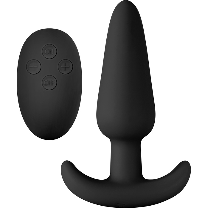 Чёрная анальная вибропробка с пультом ДУ Renegade Rumble Wireless Plug - 10 см - Renegade