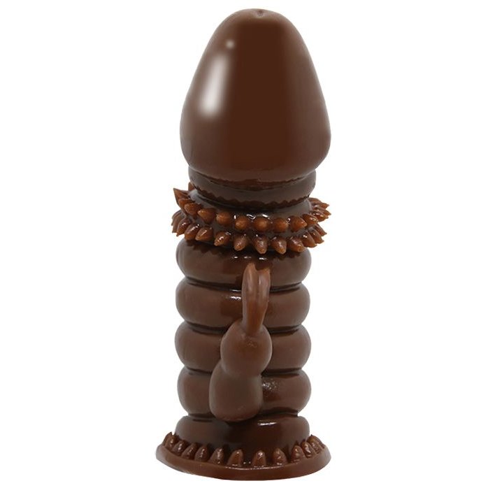 Коричневая стимулирующая насадка на пенис - 13 см. Фотография 2.