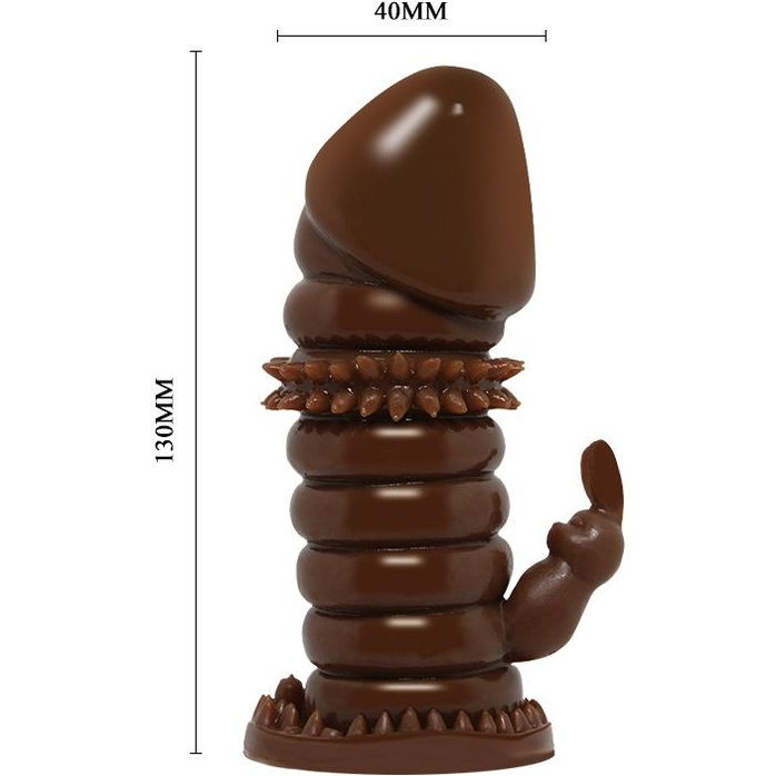 Коричневая стимулирующая насадка на пенис - 13 см. Фотография 4.