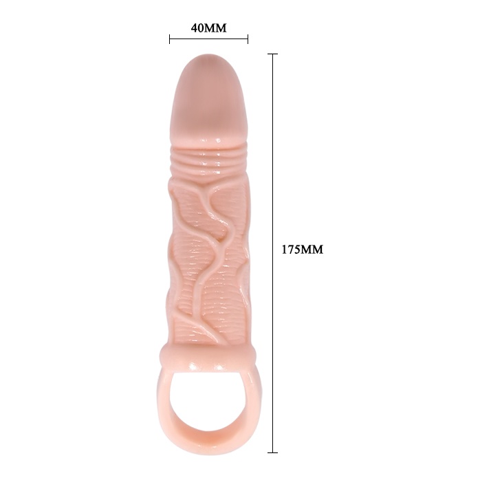 Телесная вибрирующая насадка на пенис с подхватом для мошонки Carson - 17 см - Pretty Love. Фотография 4.