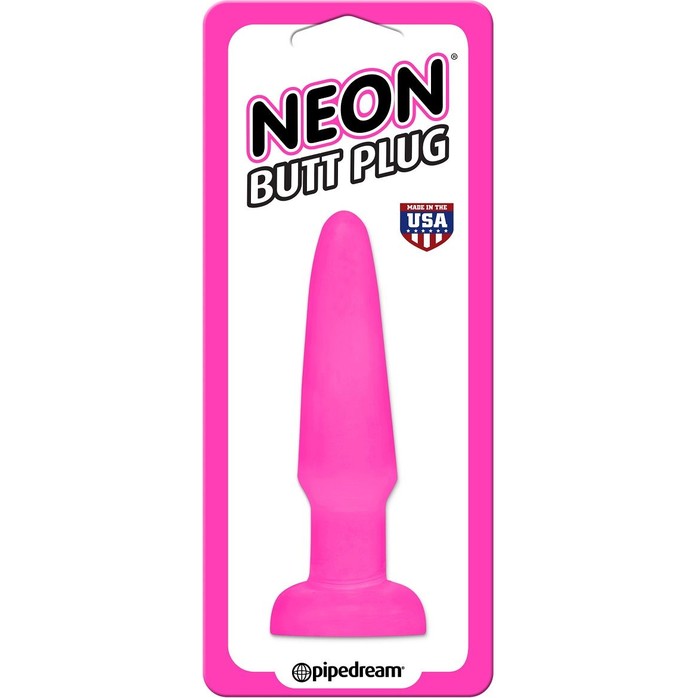 Ярко-розовая анальная пробка Butt Plug - 11,4 см - Neon Luv Touch. Фотография 2.